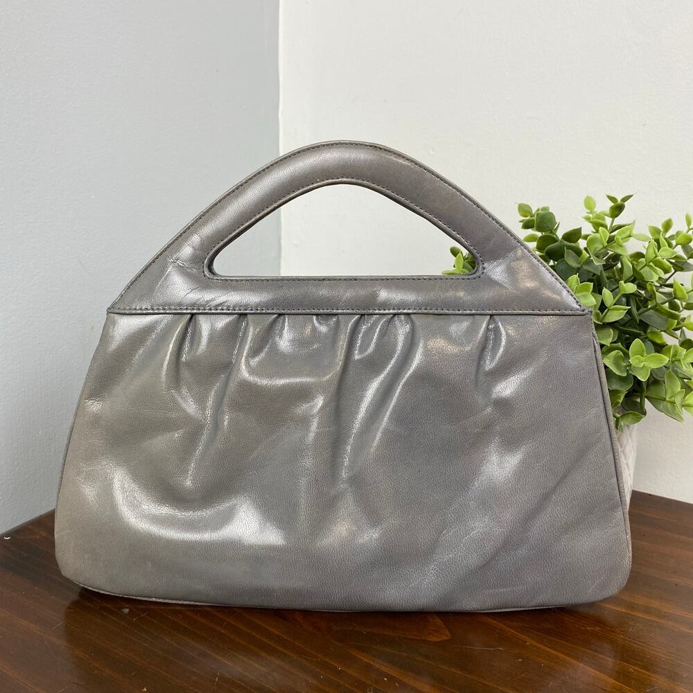 Neiman Marcus Vintage Gray Leather Hand Bag Formal